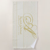 Serviette De Plage Gold Love Hearts Monogram Mariage Cadeau Newlyweet (Devant)