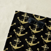 Serviette de plage Gold Nautical Ancre (En situation)