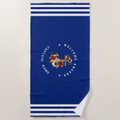 Serviette De Plage Gold Navy Ancre nautique club de yacht Rose rétro (Devant)