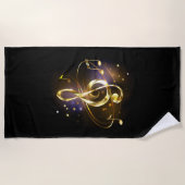 Serviette De Plage Gold Treble Clef Music (Devant)