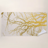 Serviette De Plage Gold Tree Branches Motif Arrière - plan beige (Devant)