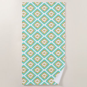 Serviette De Plage Gold & Turquoise Chic Ikat Motif