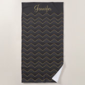 Serviette De Plage Gold Zig Zag Chevron Motif (Devant)