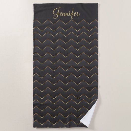 Serviette De Plage Gold Zig Zag Chevron Motif (Devant)