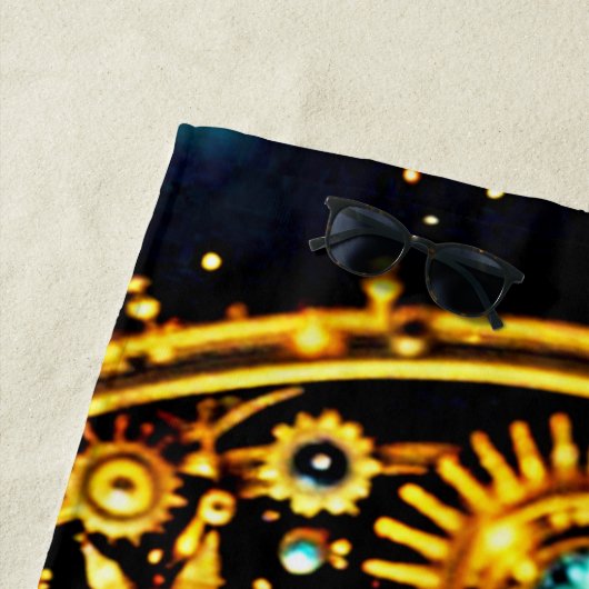 Serviette De Plage Golden Clockwork Celestial Art (En situation)