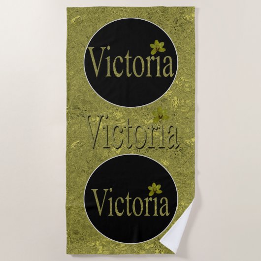 Serviette De Plage Golden Flecks Victoria Nom Design, (Devant)