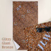 Serviette De Plage Golden Glitzy Glam Bronze