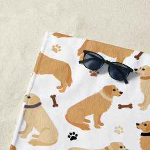 Serviette De Plage Golden Retriever Bones and Paws Beach Towne