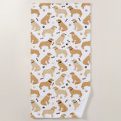 Serviette De Plage Golden Retriever Bones and Paws Beach Towne (Devant)
