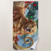 Serviette De Plage Golden Retriever Chien Festif de Noël (Devant)