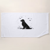 Serviette De Plage Golden Retriever Chien - Halloween Moon Silhouette (Devant)