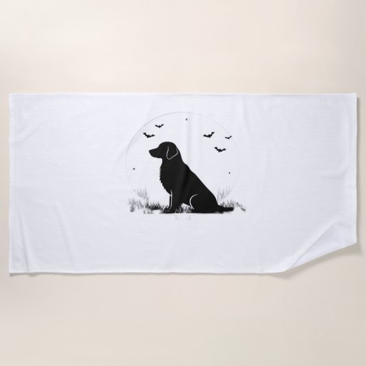 Serviette De Plage Golden Retriever Chien - Halloween Moon Silhouette (Devant)