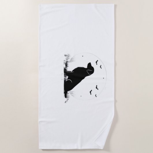 Serviette De Plage Golden Retriever Chien - Halloween Moon Silhouette (Devant)