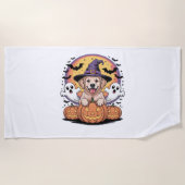 Serviette De Plage Golden Retriever Halloween Witch Chien classique T (Devant)
