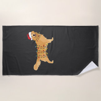 Serviette De Plage Golden Retriever Holiday Christmas Light Essential
