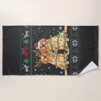 Serviette De Plage Golden retriever Ugly Christmas Dog Funny Christma