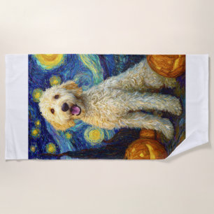 Serviette De Plage Goldendoodle Chien Mignon Halloween Jack O Lantern