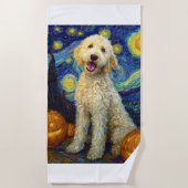 Serviette De Plage Goldendoodle Chien Mignon Halloween Jack O Lantern (Devant)