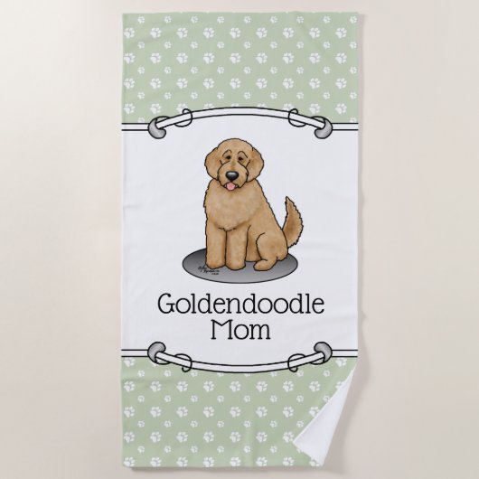 Serviette De Plage Goldendoodle Mom Doodle Mom (rouge doré) (Devant)