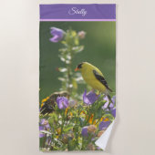 Serviette De Plage Goldfinch sur Harebell Flower (Devant)