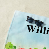 Serviette De Plage Golf Amusement Parcours Panier Nom Monogramme (En situation)