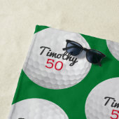 Serviette De Plage Golf Ball Anniversaire - 50e ou autre année (En situation)