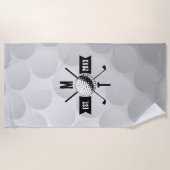 Serviette De Plage Golf Ball Texture & Club Premier Monogramme (Devant)