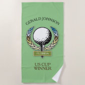 Serviette De Plage Golf Design Monogram Golfer Modèle Beach Towne (Devant)