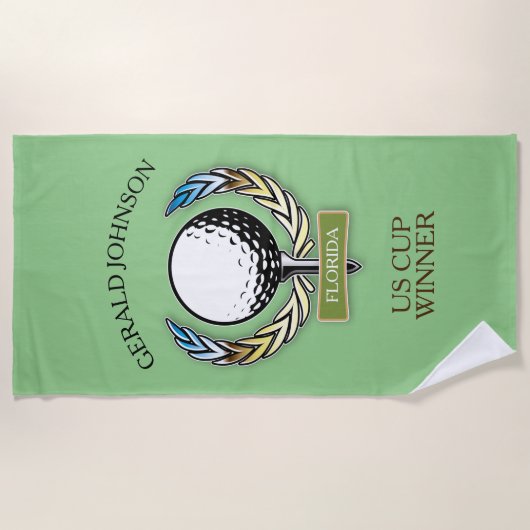 Serviette De Plage Golf Design Monogram Golfer Modèle Towne (Devant)