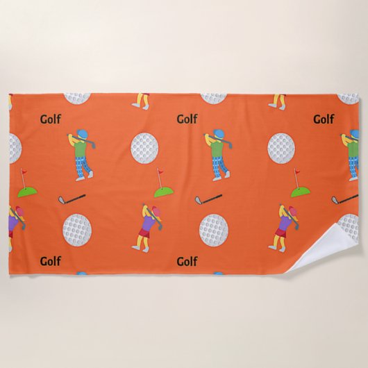 Serviette De Plage Golf en orange (Devant)