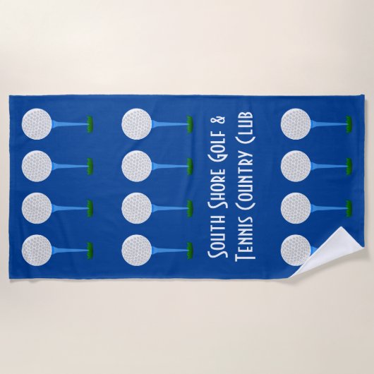 Serviette De Plage Golf Lover Balls & Tee - shirts Blue Beach Towne (Devant)