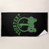 Serviette De Plage Golf personnalisé AJOUTER NOM Retro Pro Golfer Swi (Devant)