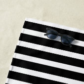 Serviette De Plage Good Vibes uniquement Noir & Blanc rayé Moderne (En situation)