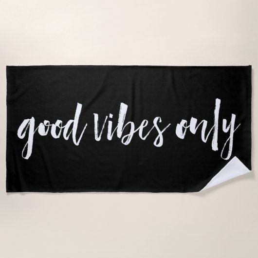Serviette De Plage Good Vibes uniquement | Noir et blanc (Devant)