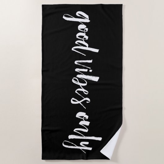 Serviette De Plage Good Vibes uniquement | Noir et blanc (Devant)