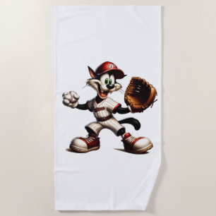 Serviette De Plage Goofy Cat Baseball Pitcher Monte