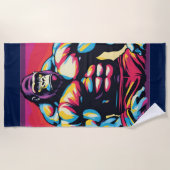 Serviette De Plage Gorilla Bodybuilder Lifter Pop Art Dessin (Devant)