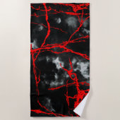 Serviette De Plage Goth nocturne d'horreur - Noir et Blanc, Rouge (Devant)