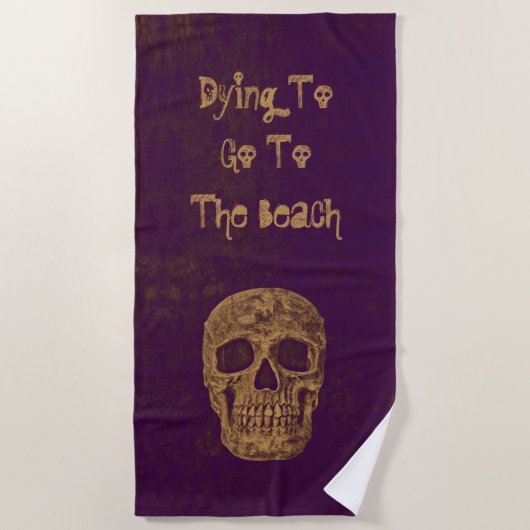 Serviette De Plage Gothique Crâne Grunge Gold Purple Cool (Devant)