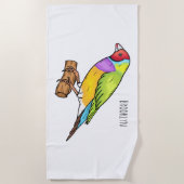 Serviette De Plage Gouldian finch bird cartoon illustration  (Devant)