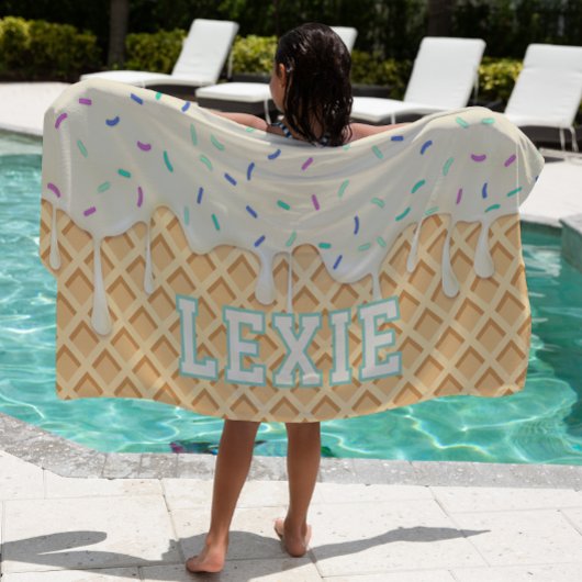 Serviette De Plage Goutte de glace à la vanille personnalisée
