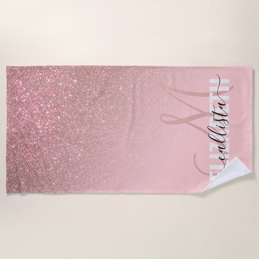 Serviette De Plage Gradient diagonal Rose Gold Blush Pink ombre (Devant)