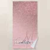 Serviette De Plage Gradient diagonal Rose Gold Blush Pink ombre (Devant)