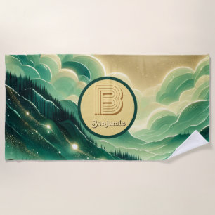 Serviette De Plage Gradient Emerald Kelly Parties scintillant verte M