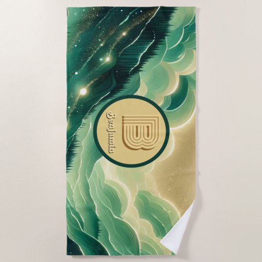 Serviette De Plage Gradient Emerald Kelly Parties scintillant verte M (Devant)