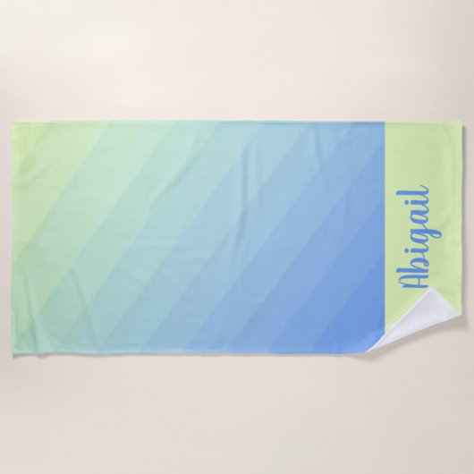 Serviette De Plage Gradient Ombre jaune bleu-vert personnalisé (Devant)