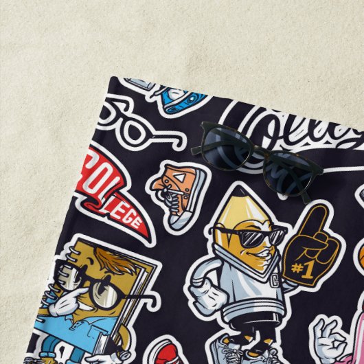 Serviette de plage Graffiti College (En situation)