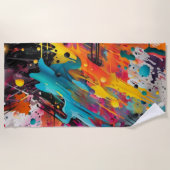 Serviette De Plage Graffiti éclaboussé de chaos vif (Devant)