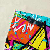 Serviette De Plage Graffiti rose jaune orange (En situation)