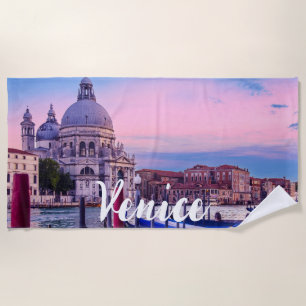 Serviette De Plage Grand Canal avec gondoles et église à Venise